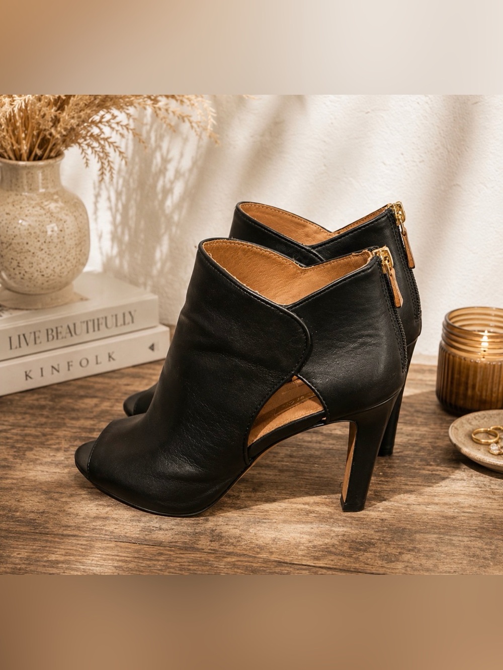 Louise et Cie Isabelle open toe black bootie size 8.5